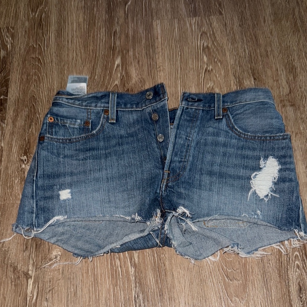 Levi's Blue Distressed Jean Shorts